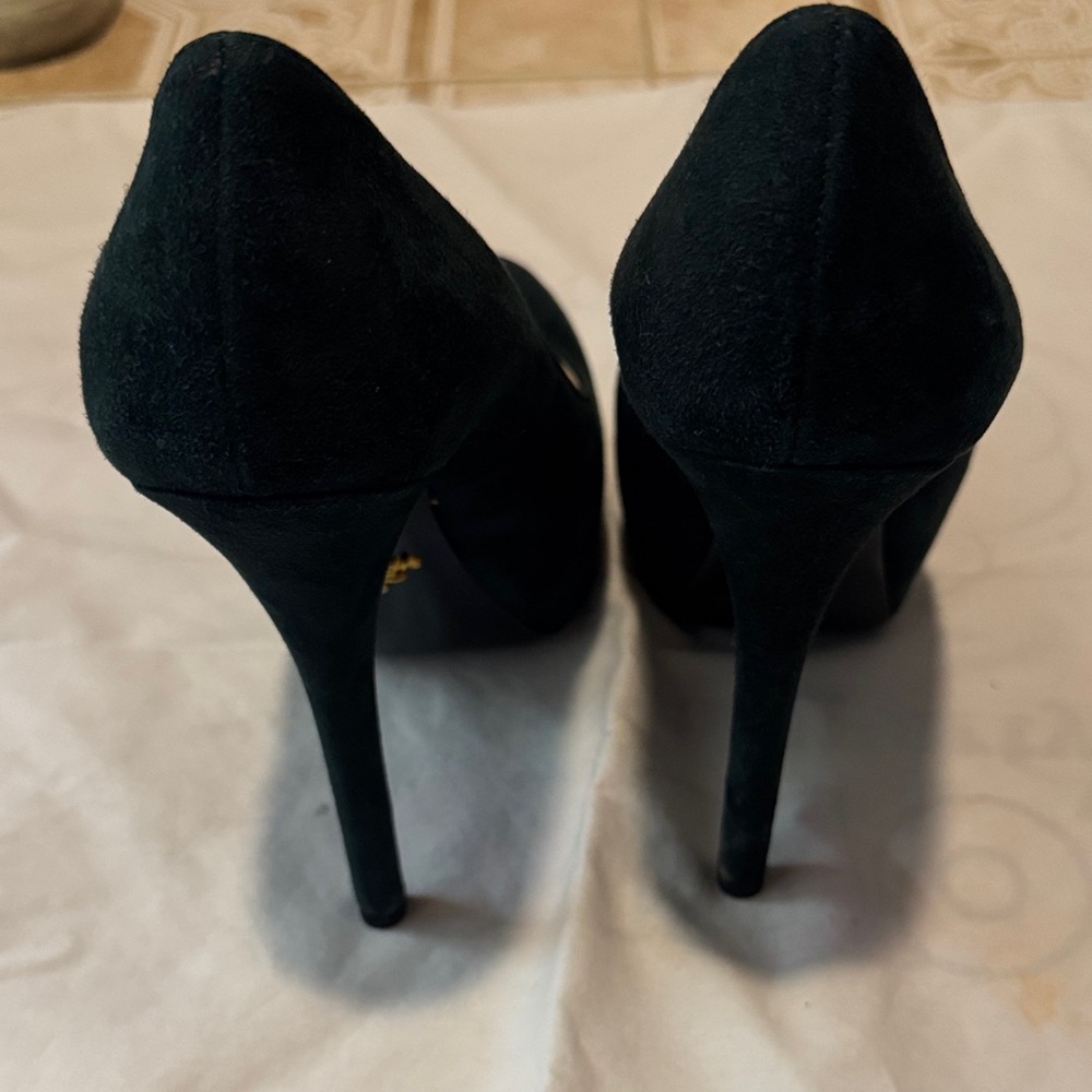 Prada Dark Green Suede Heels - Picture 6 of 6
